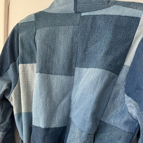NWT Sissel Edelbo Free People Neo Leftover Patchwork Denim Jean Jacket Blue - Picture 6 of 17